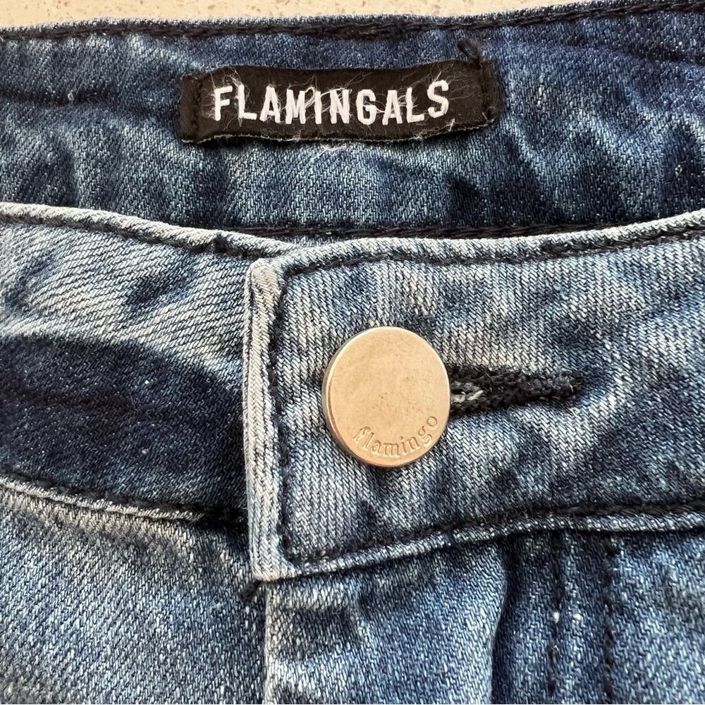 High Rise Wide Leg Jeans XL Patch Pocket Stretch Denim 90s Sailor NWT - Picture 9 of 17